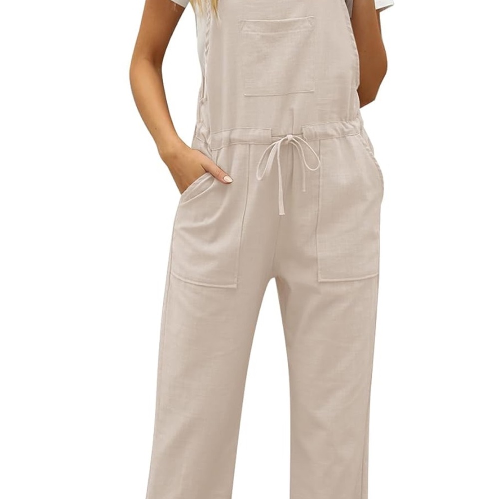 NWT! Women’s Black Drawstring Cotton Overalls with Pockets, M